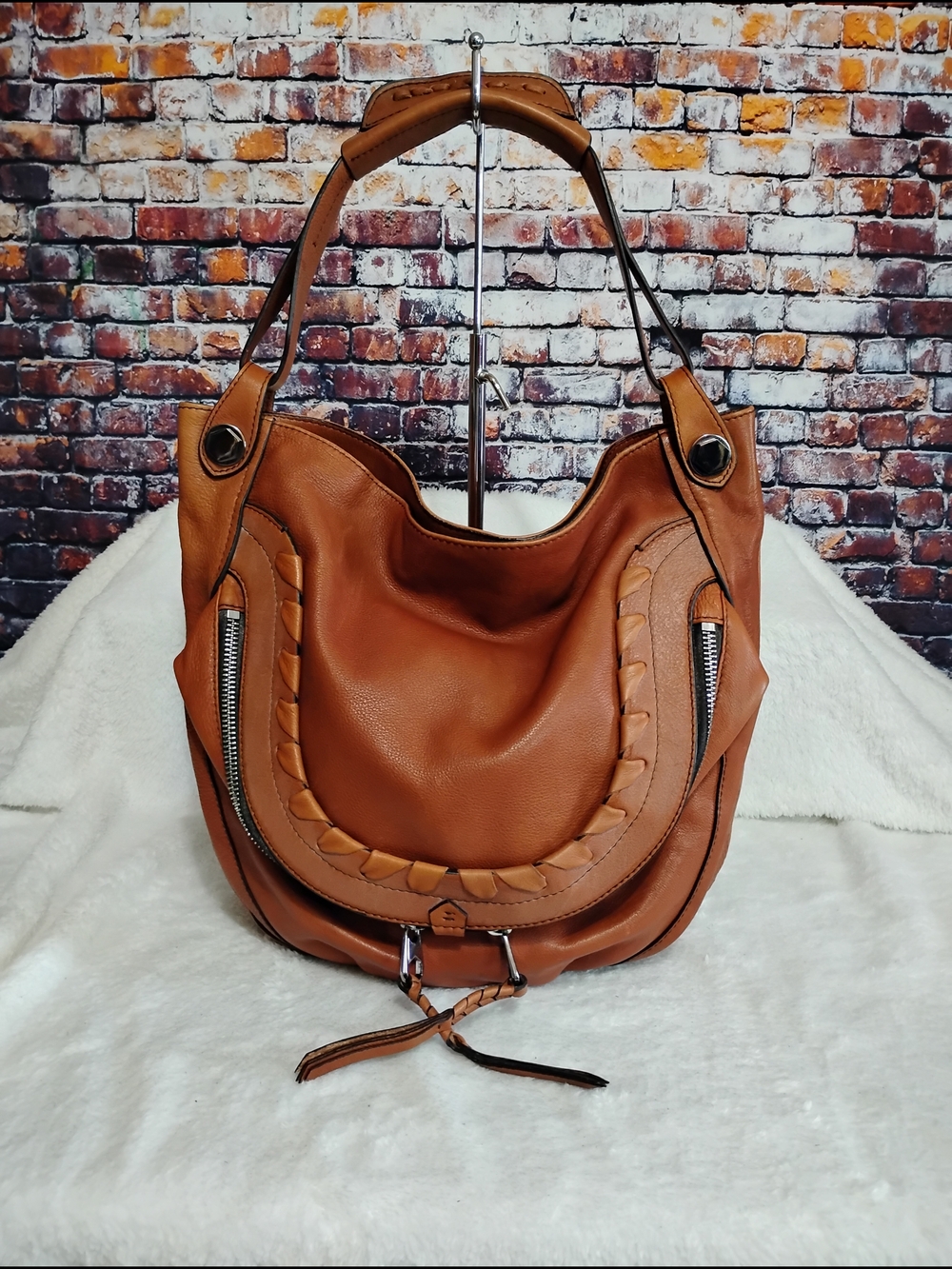 orYANY Leather Cassie Hobo with Front Pouch & Braided Detail